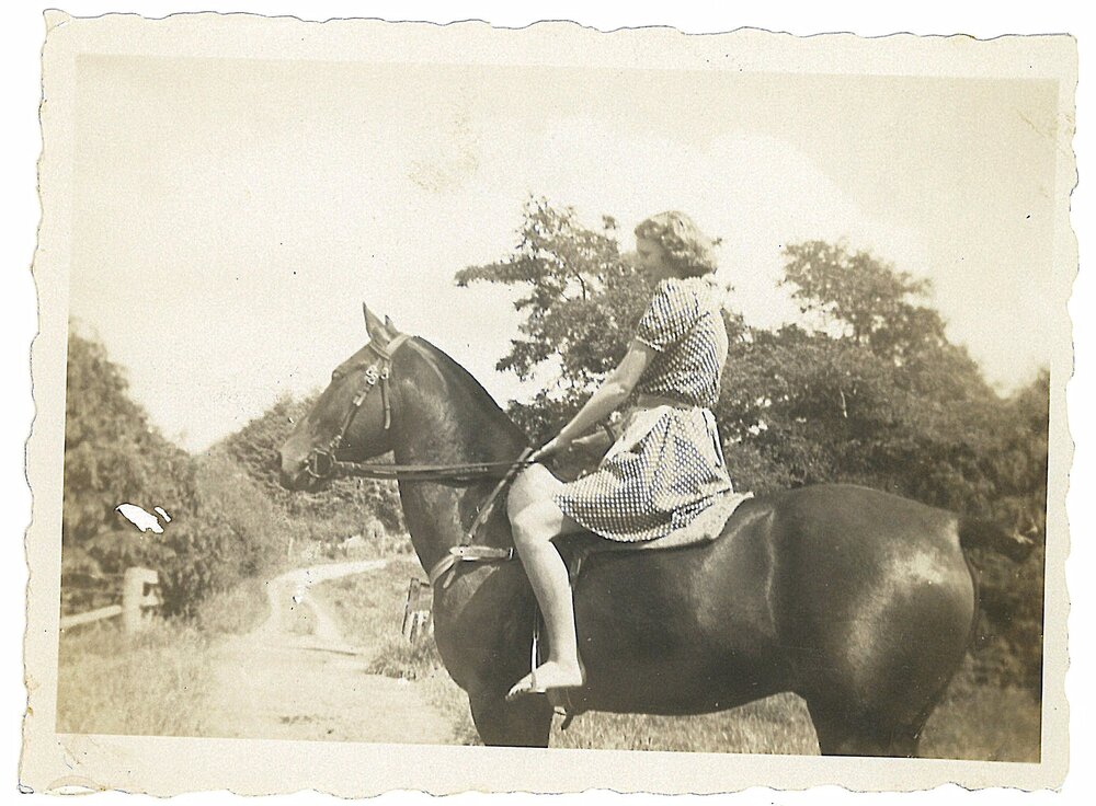Pat on her horse Pixie