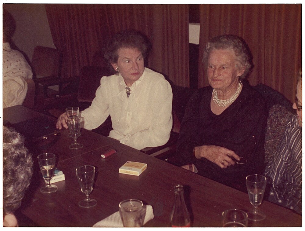 Minna McLaughlan with a friend at the Katikati RSA