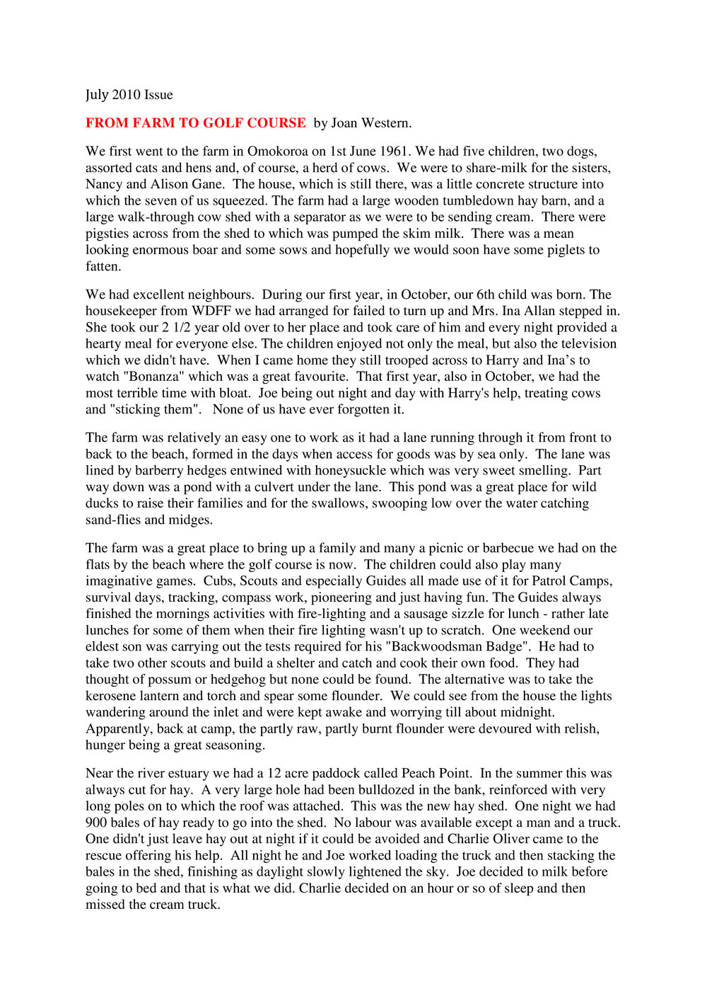 From farm to golf course