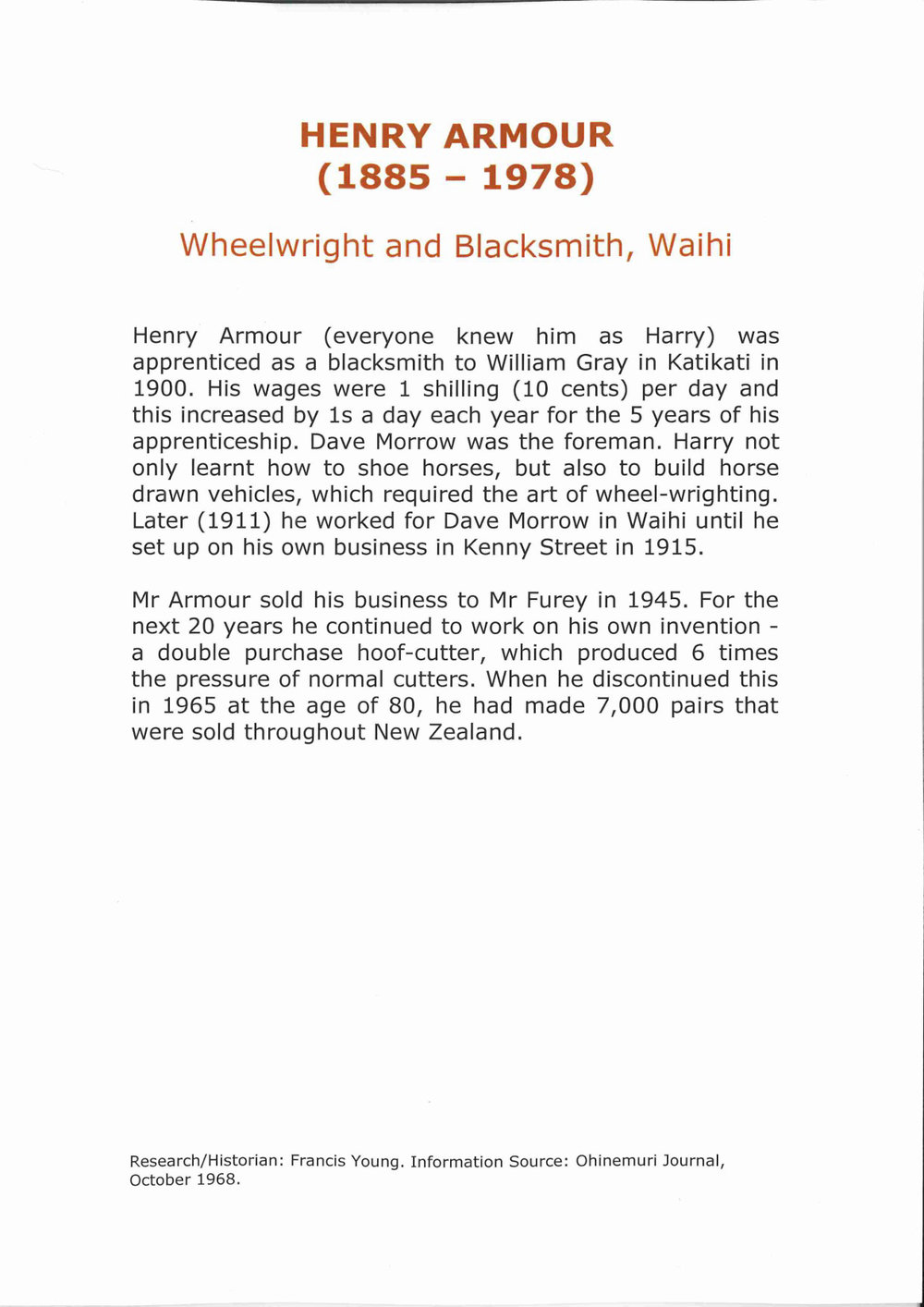 Henry Armour -Wheelwright