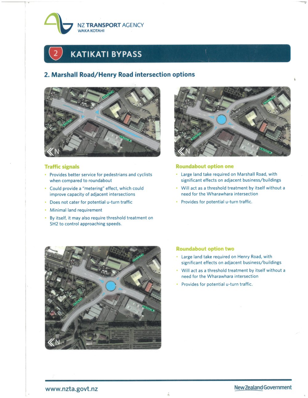 Marshall Road/Henry Road Intersection options.