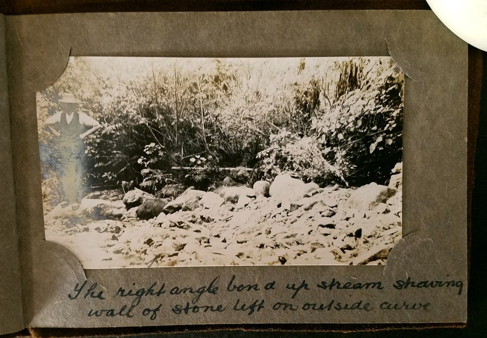 Stone wall upstream of main dam building site