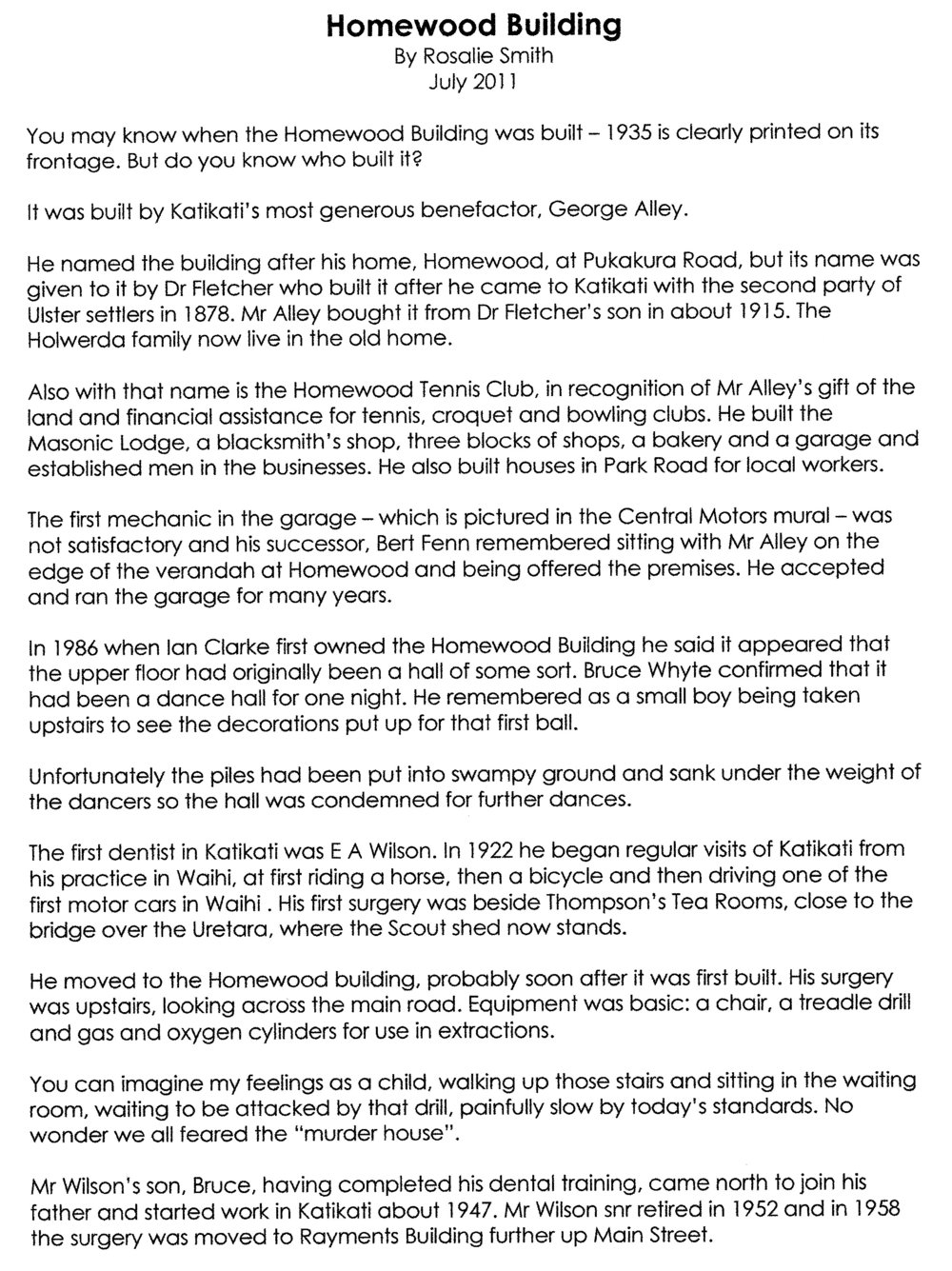 The Homewood Building - a brief history