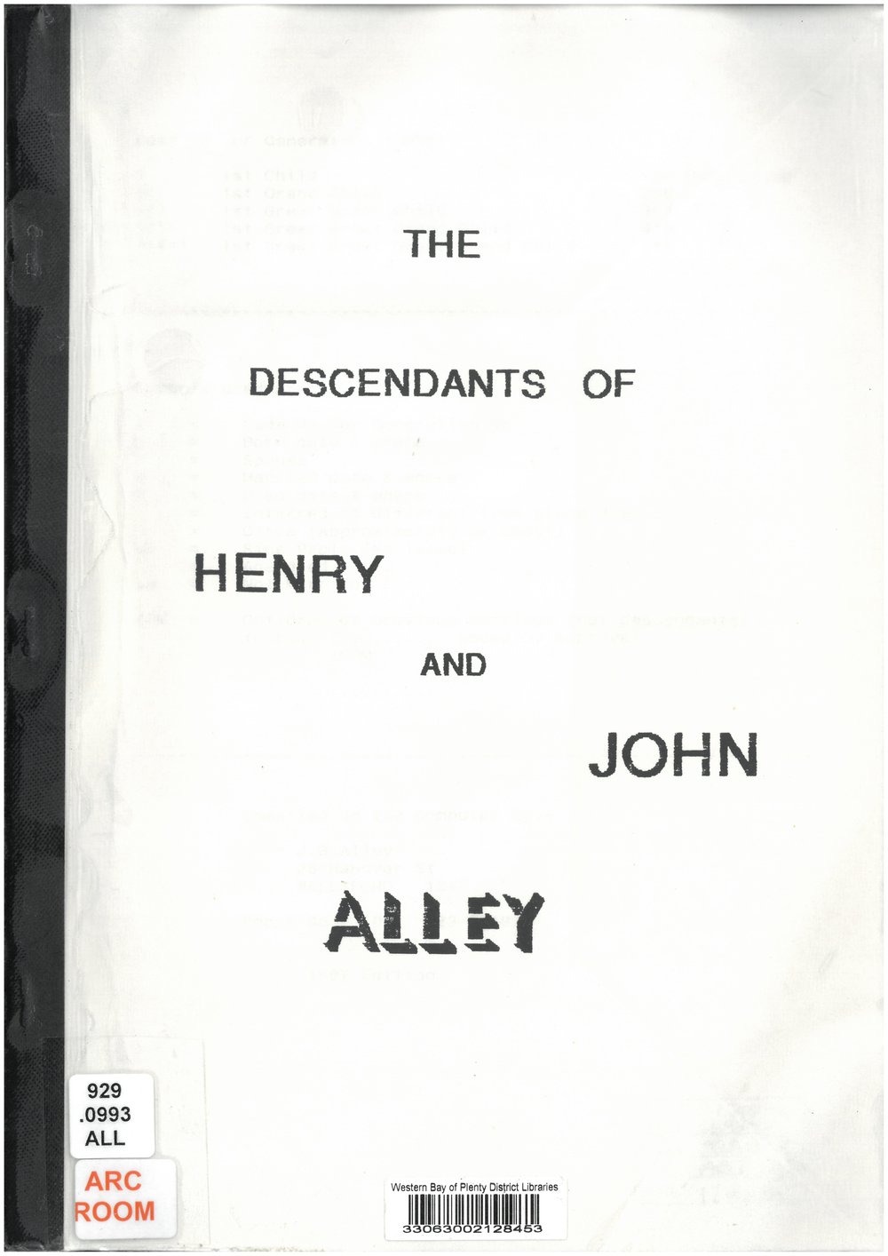 The Descendants of Henry and John Alley