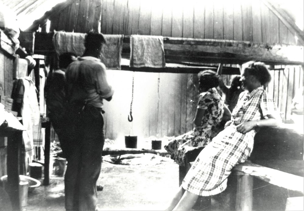 Inside a kauri logger's slab hut, Katikati
