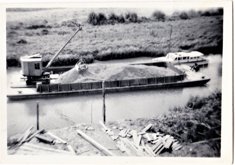 Barge with metal chips from Wharawhara Road Quarry