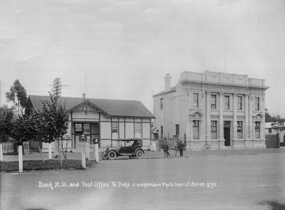 Te Puke Post Office and Bank of New Zealand c1915
