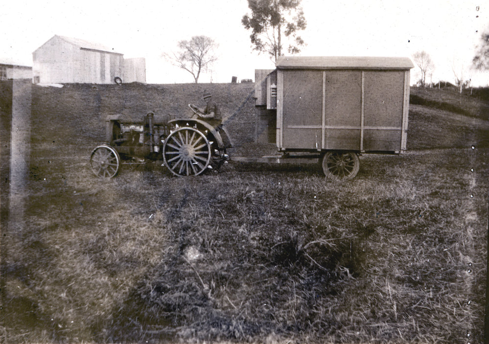 Tractor pulling caravan