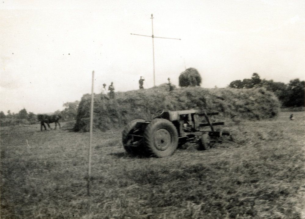 Haymaking with horse and tractor