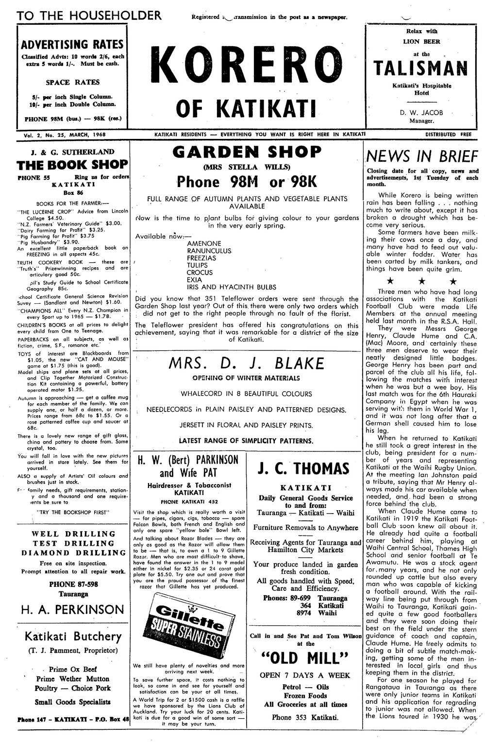 Korero of Katikati March 1968