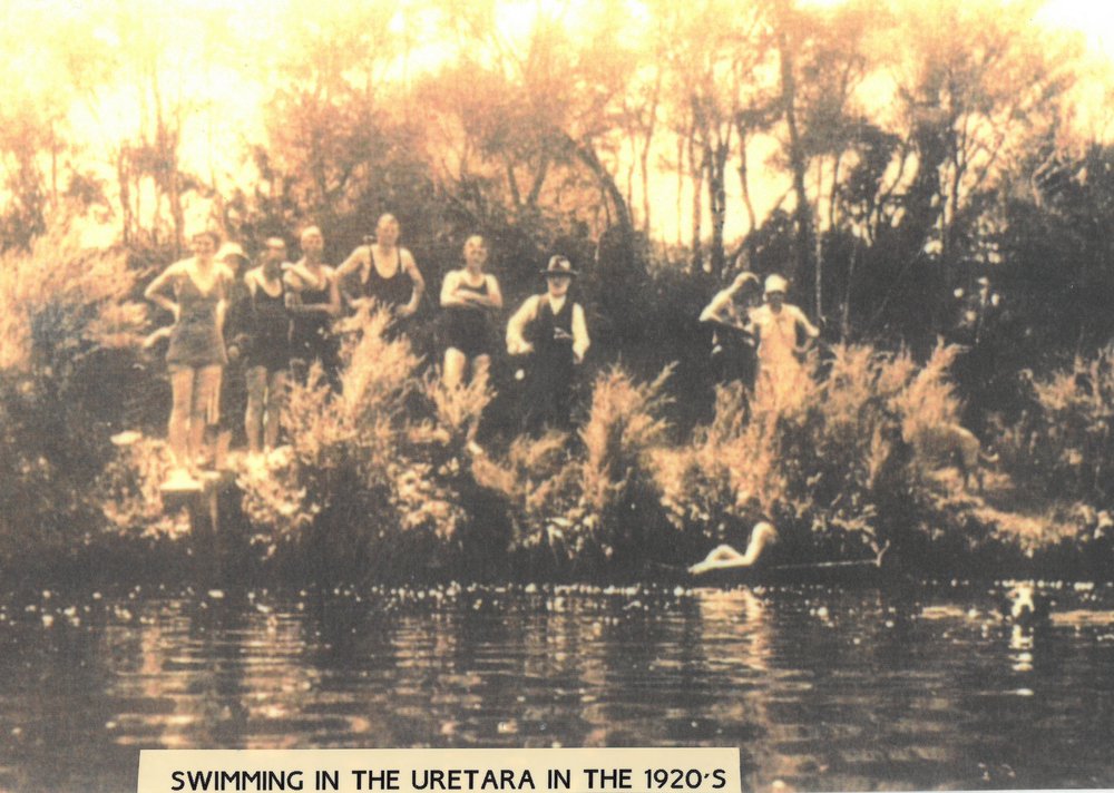 Swimmers by the Uretara River, Katikati, 1920