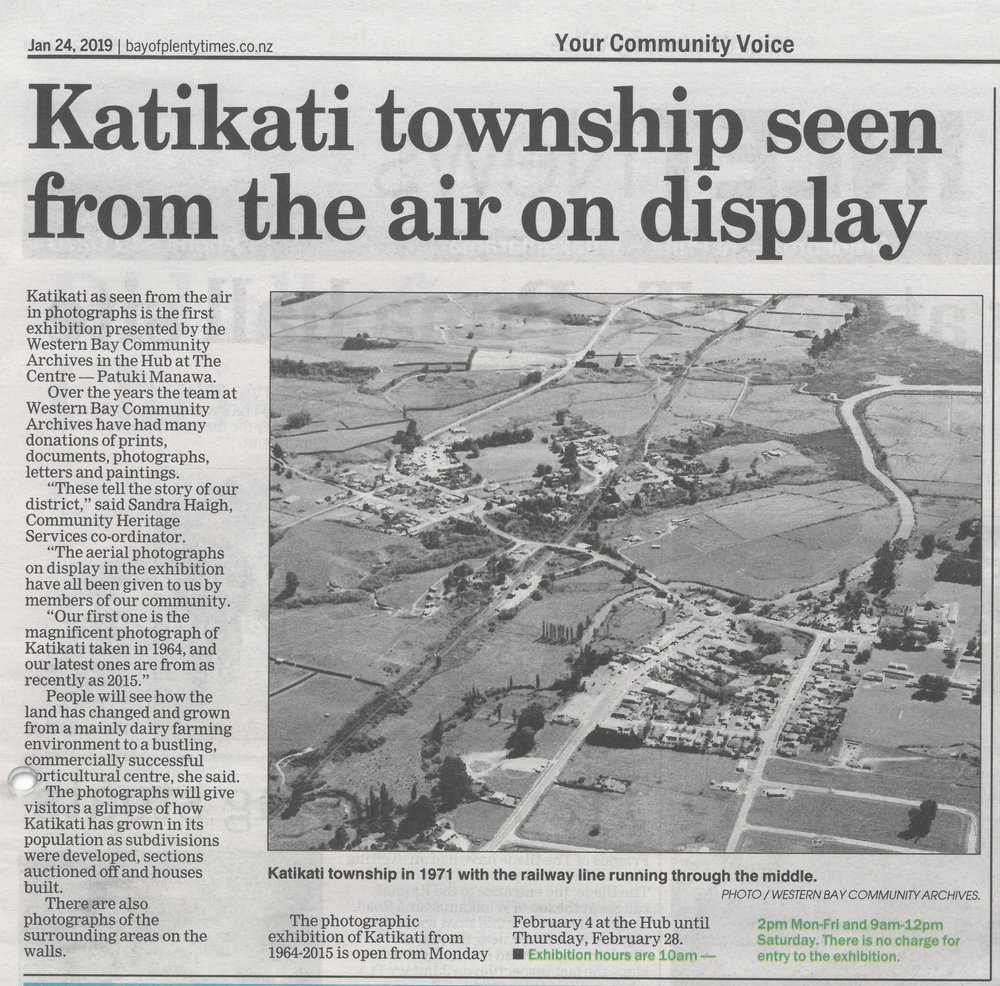 Katikati Township seen from the Air on display
