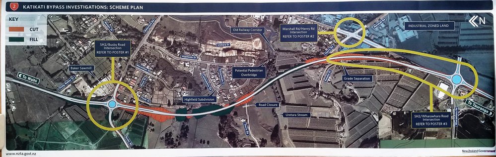 Map of proposed route 8 for Katikati Bypass.