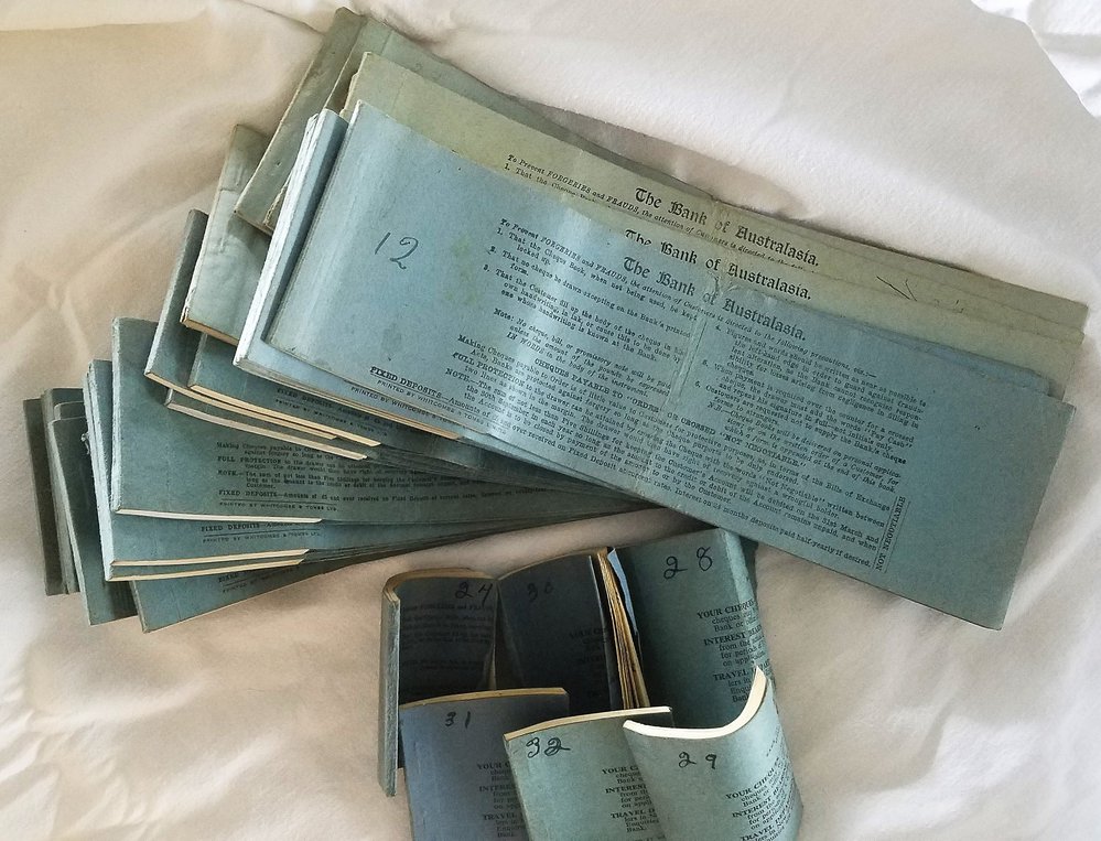 Cheque books for Thompson farm