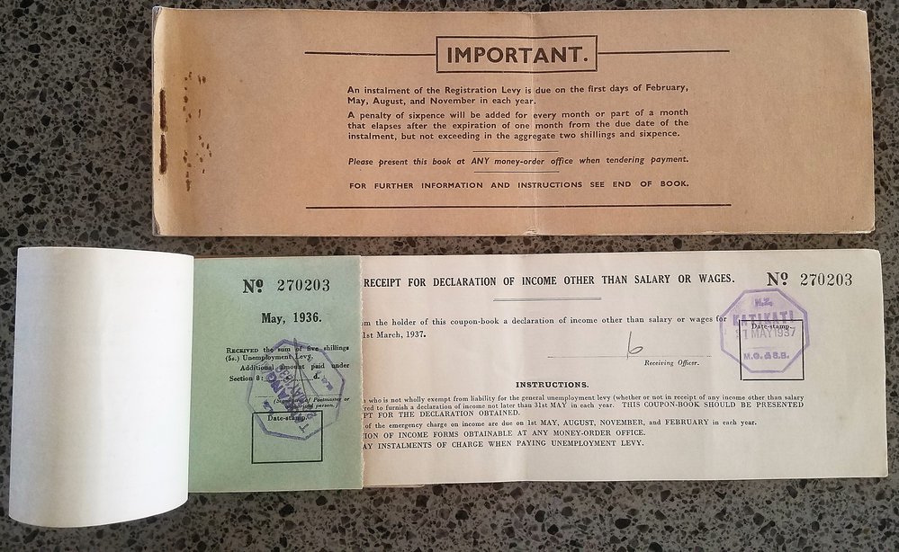 Registration/Unemployment Levy coupon books