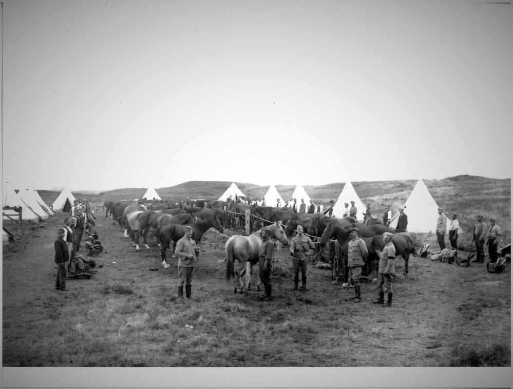 Te Puke Division of the Tauranga Mounted Rifles at camp c1901.