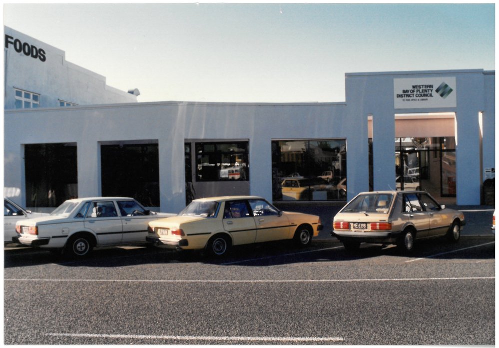 Outside Te Puke Library 1990s