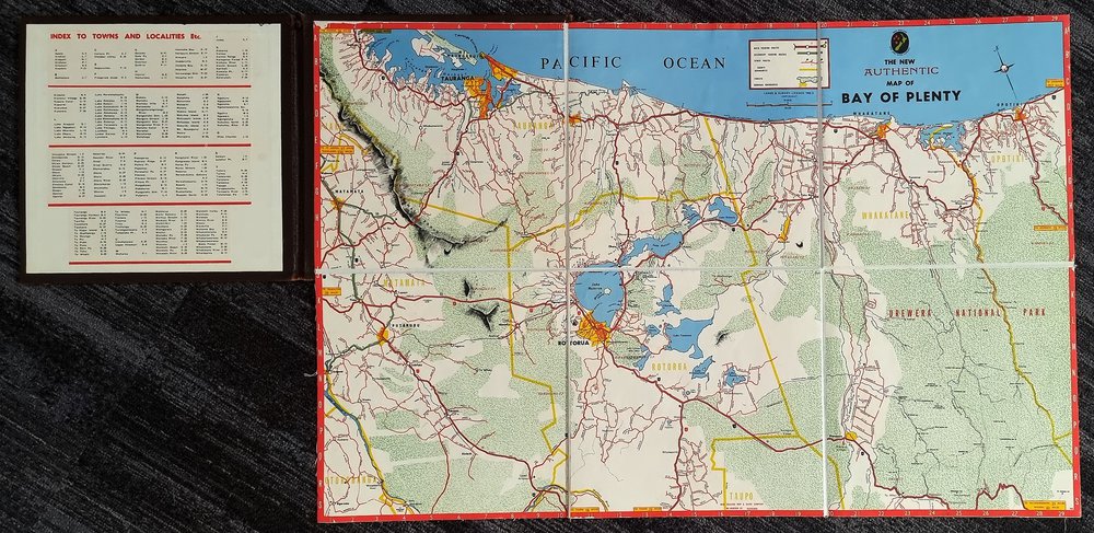 WBoP Road Map, "The New Authentic Map ofthe Bay of Plenty". Circa 1966