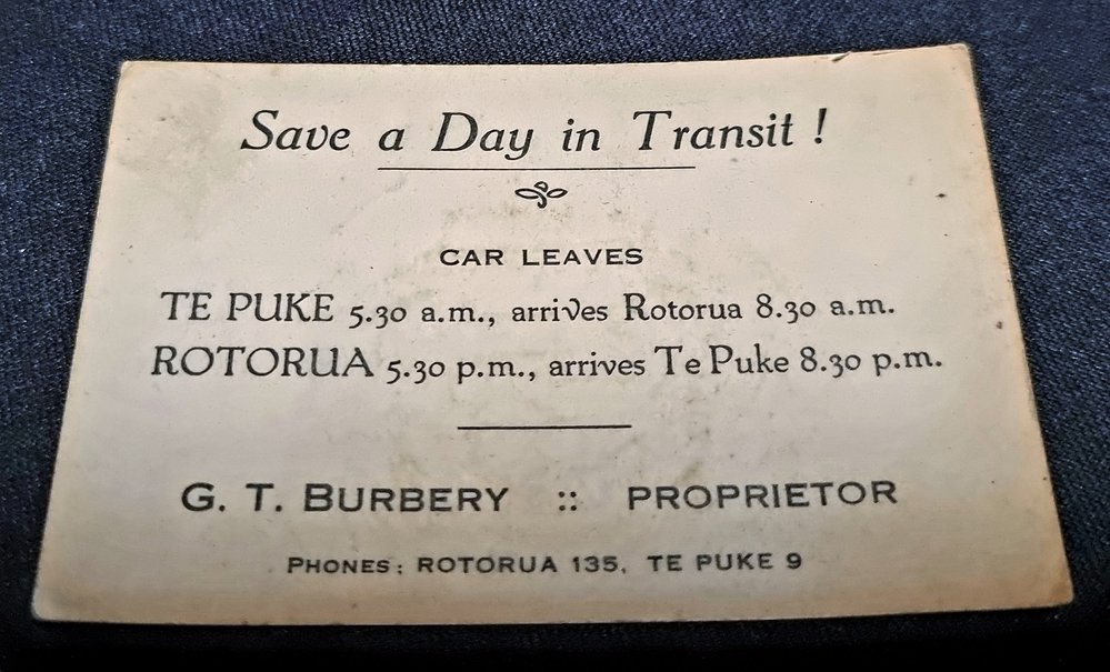 Business card for Te Puke's taxi service