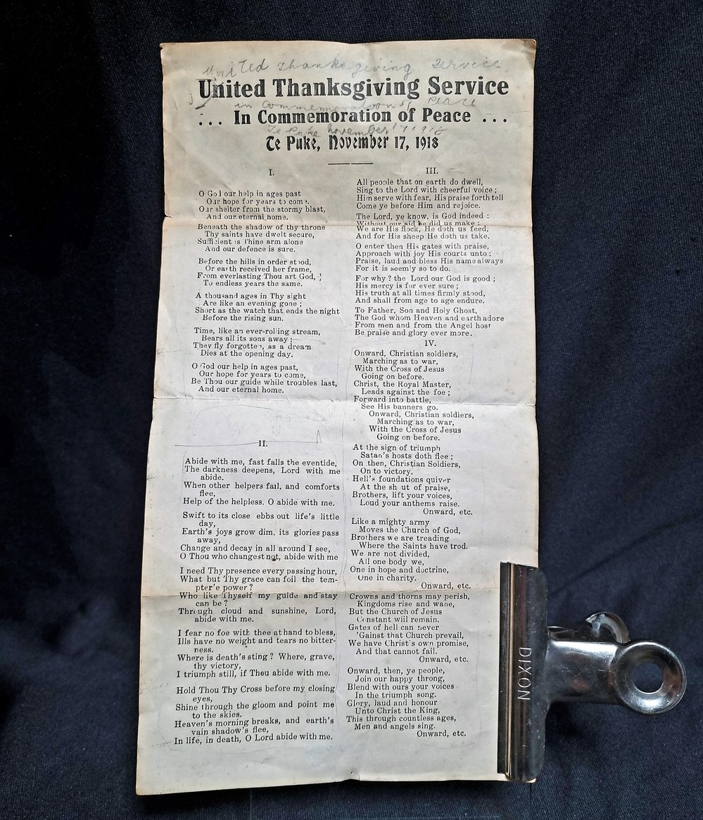 Thanksgiving Service sheet, 1918