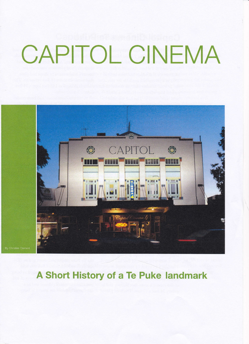 Capitol Theatre : a short history of a Te Puke landmark