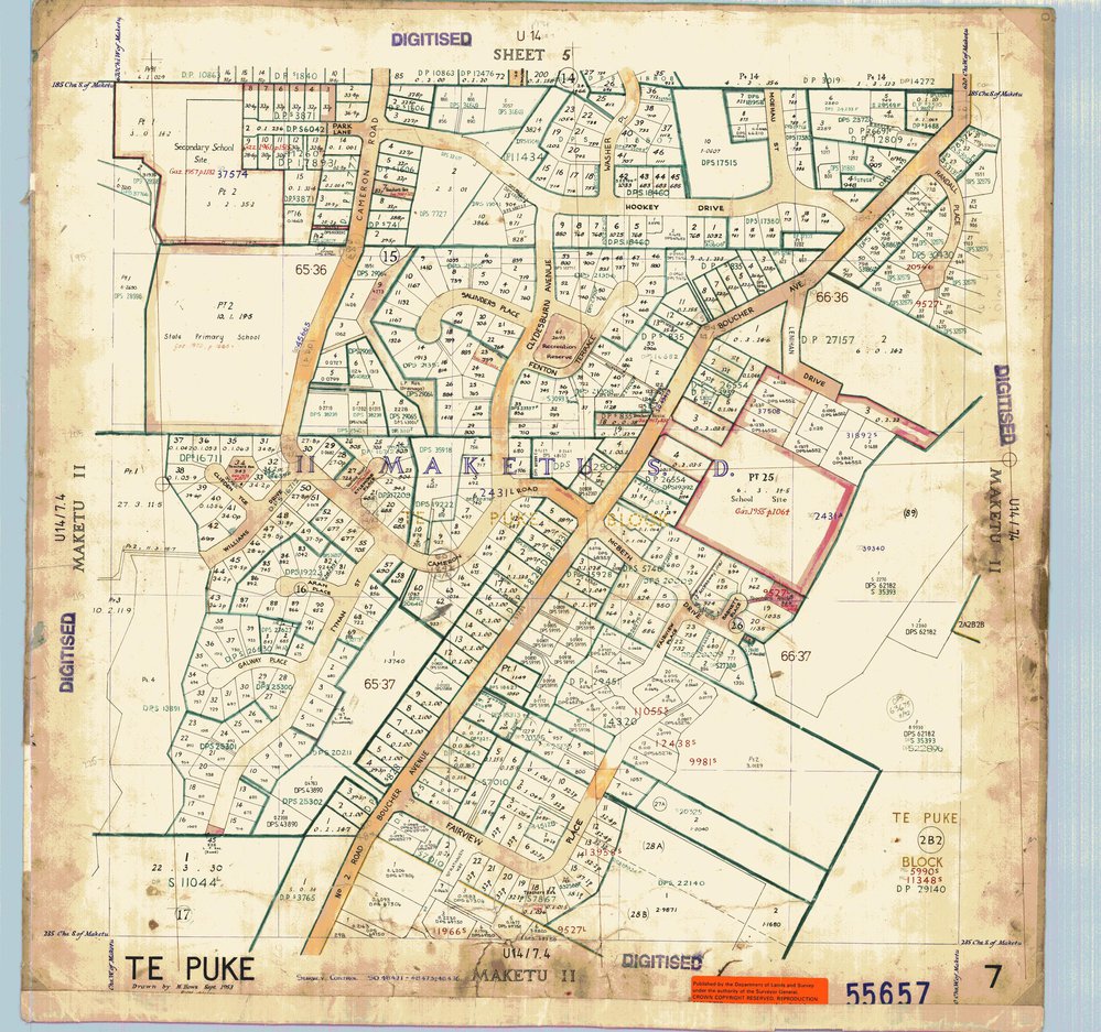 TOWN Te Puke Sh 7 Town Series record sheet LINZ SO55657