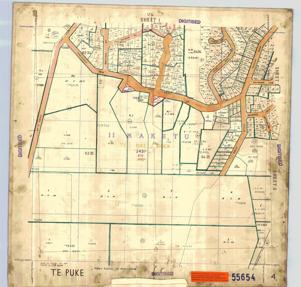 TOWN Te Puke Sh 4 Town Series record sheet LINZ SO55654