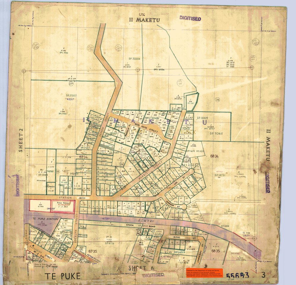TOWN Te Puke Sh 3 Town Series record sheet LINZ SO55653