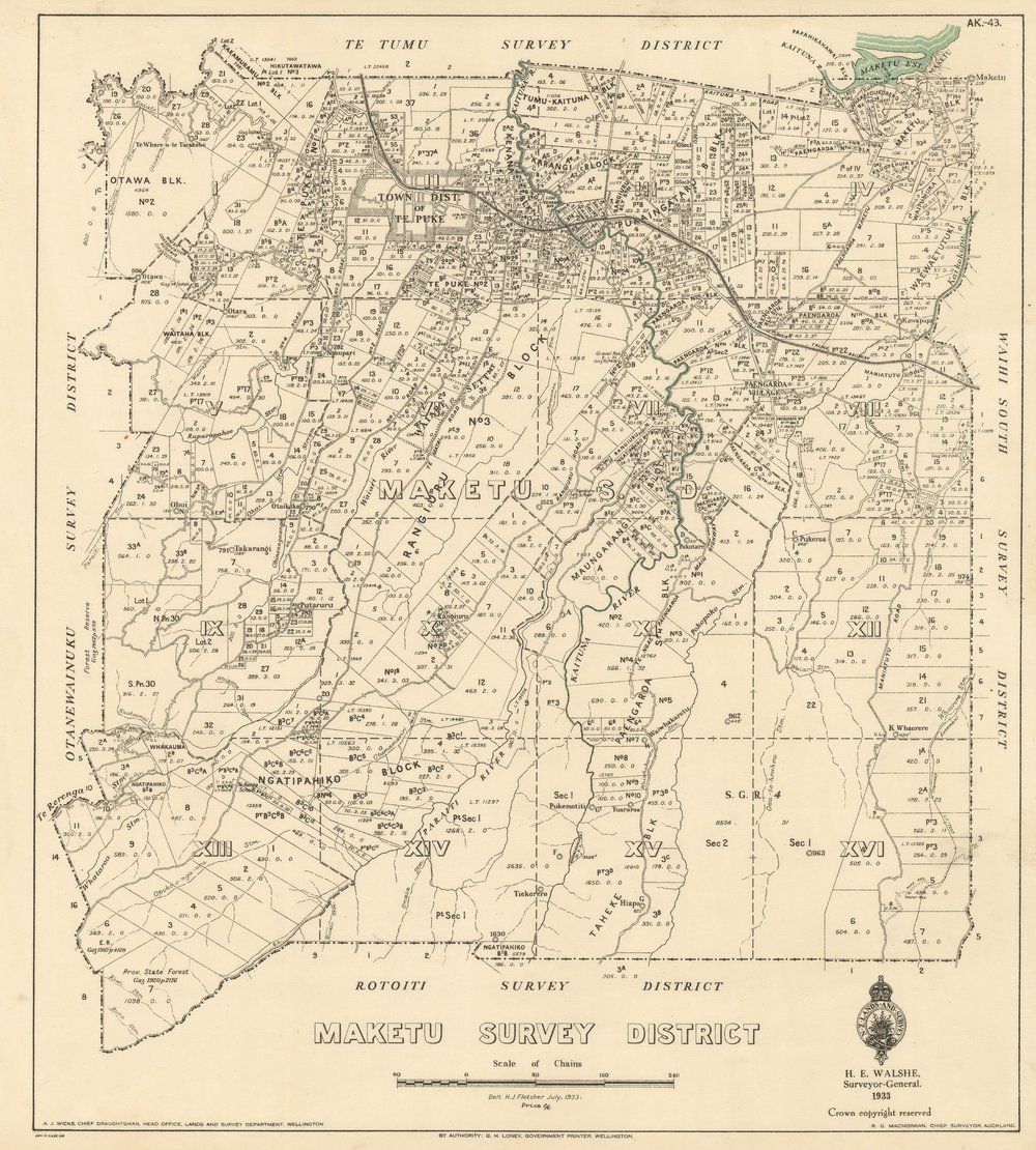 SAK 43 Maketu Survey District, Te Puke and District. 1933