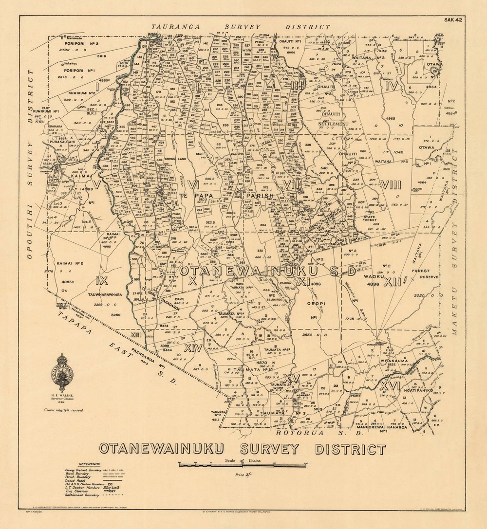 SAK 42 Otanewainuku Survey District, southern Te Papa Parish. 1929