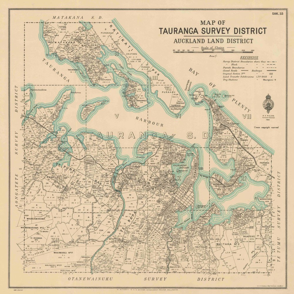SAK 33 Tauranga Survey District, Tauranga Harbour. 1929