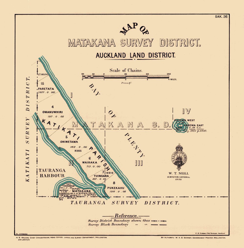 SAK 26 Matakana Survey District, northern portion of Matakana Island. 1926