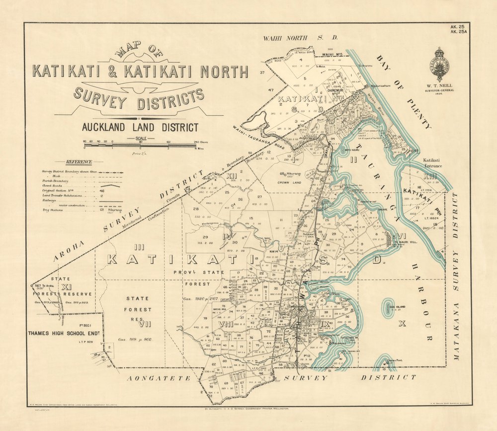 SAK 25 and SAK25A Katikati and Katikati North Survey Districts, KatiKati to Bowentown. 1926