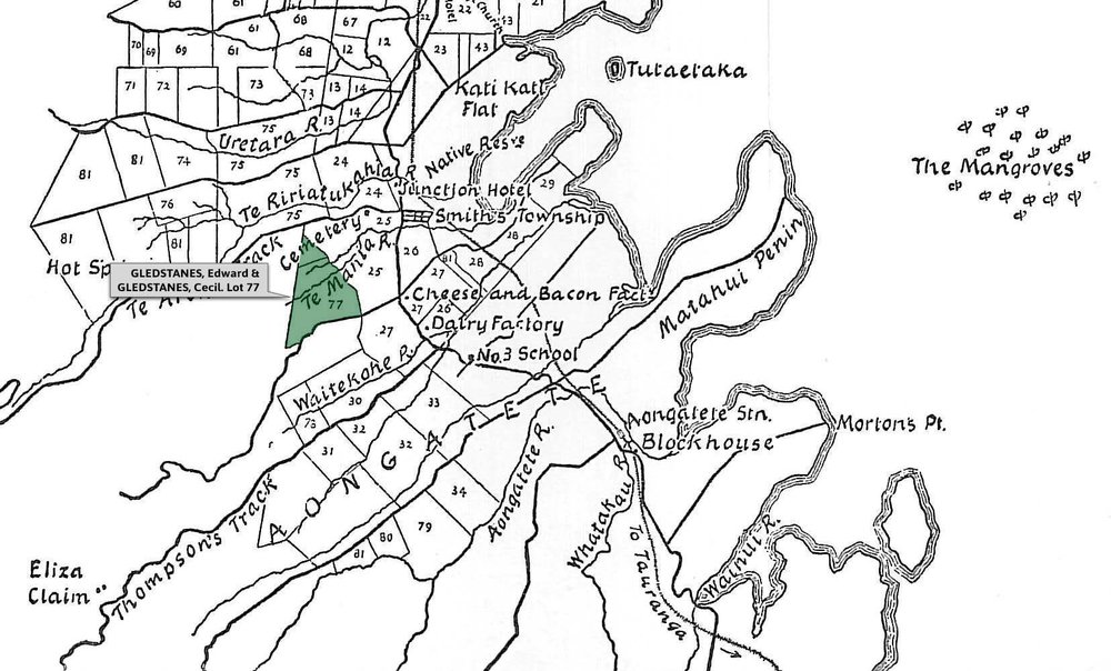 SETTLER GLEDSTANES, Edward &amp; Cecil. Lot 77 Te Mania Settlement