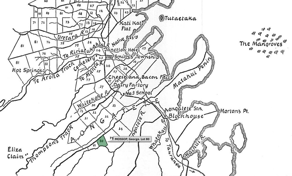 SETTLER MOSSOP, George. Lot 80 Te Mania Settlement