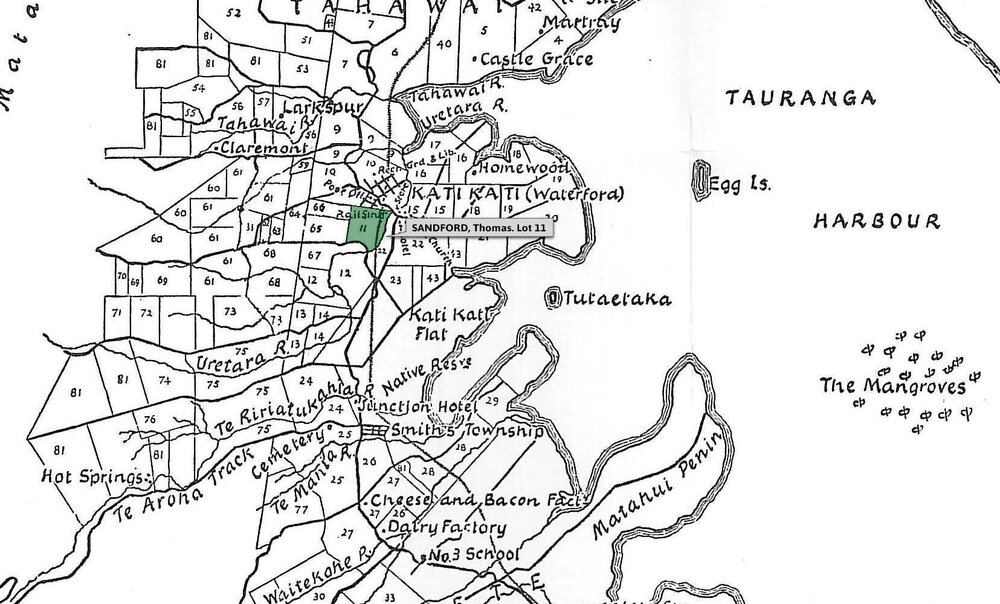SETTLER SANDFORD, Thomas. Lot 11 Tahawai Settlement