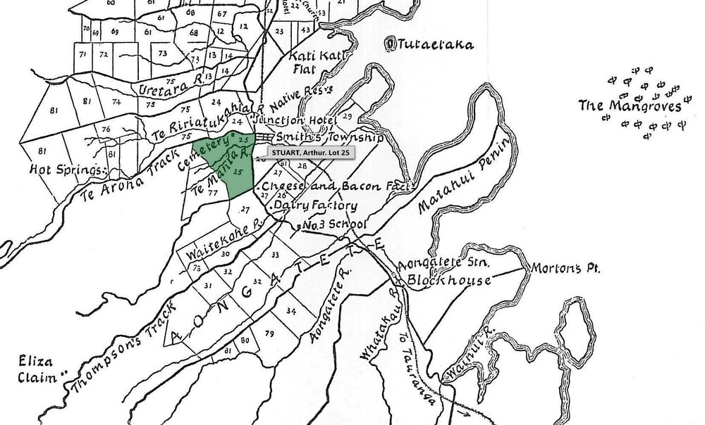 SETTLER STUART, Arthur. Lot 25 Te Mania Settlement