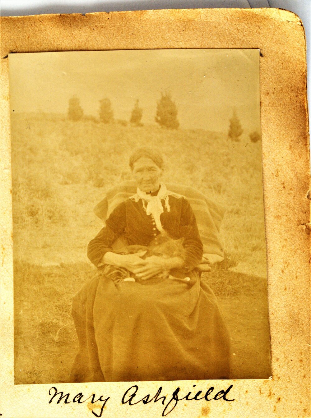 Mary Ashfield with her cat