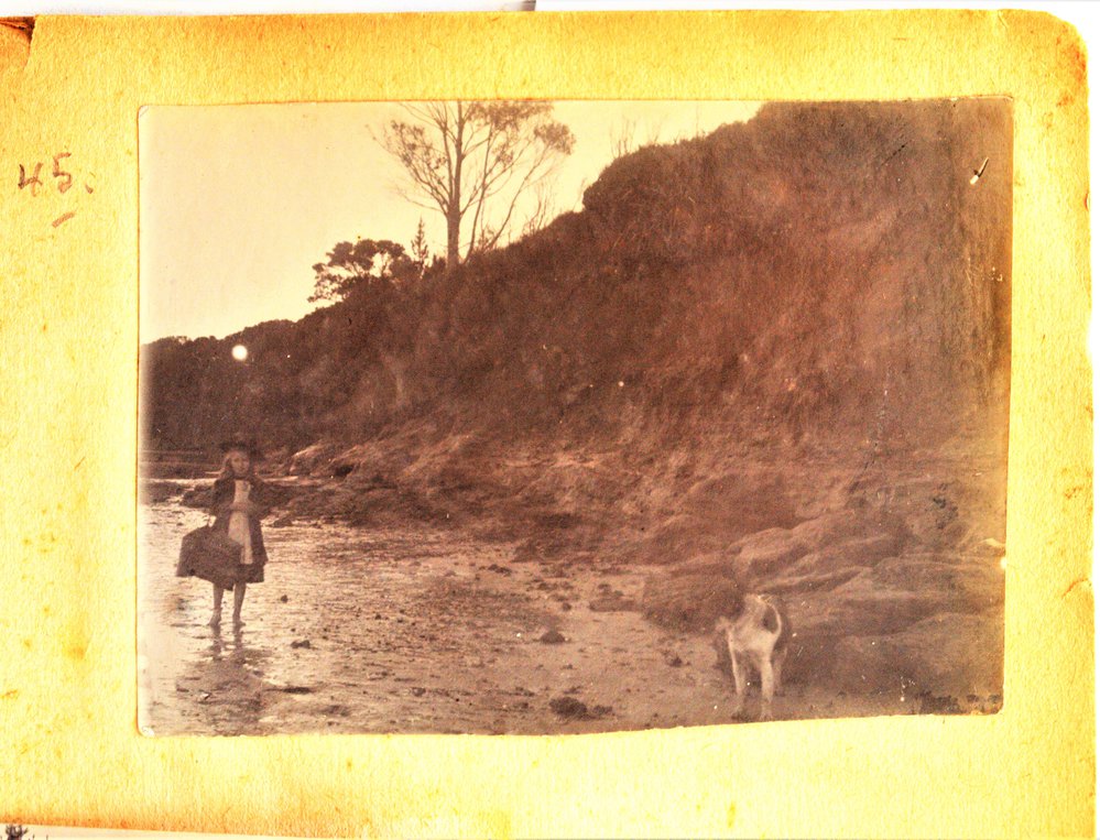 Norah Stein and dog at Katikati.