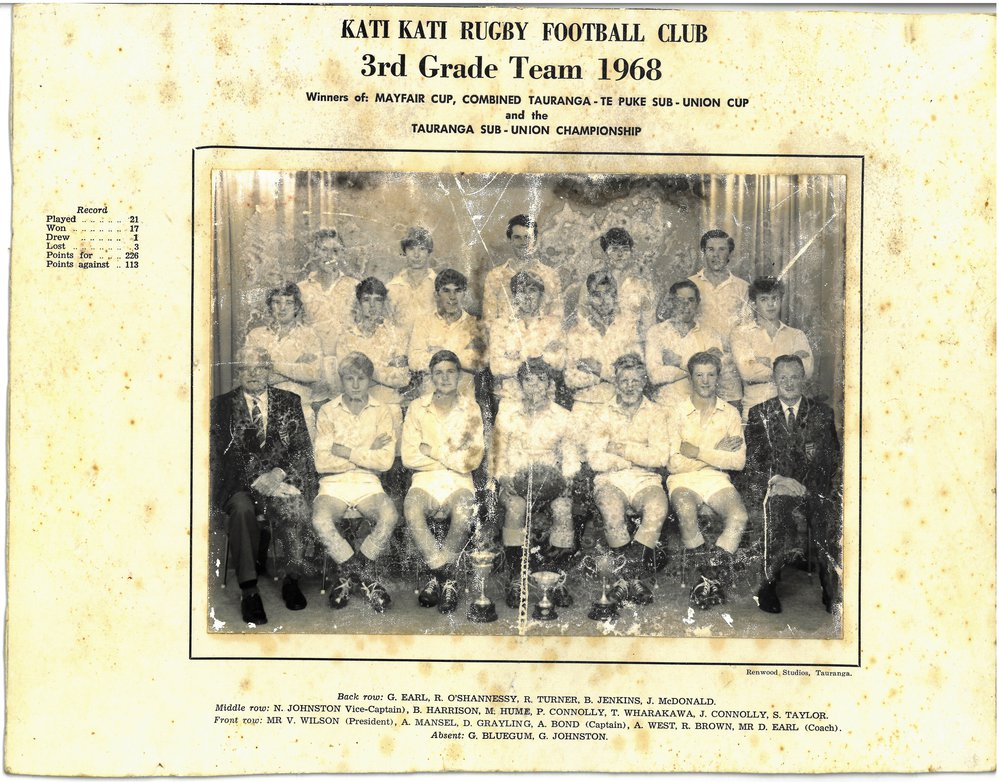 Kati Kati Rugby Football Club 3rd Grade Team 1968