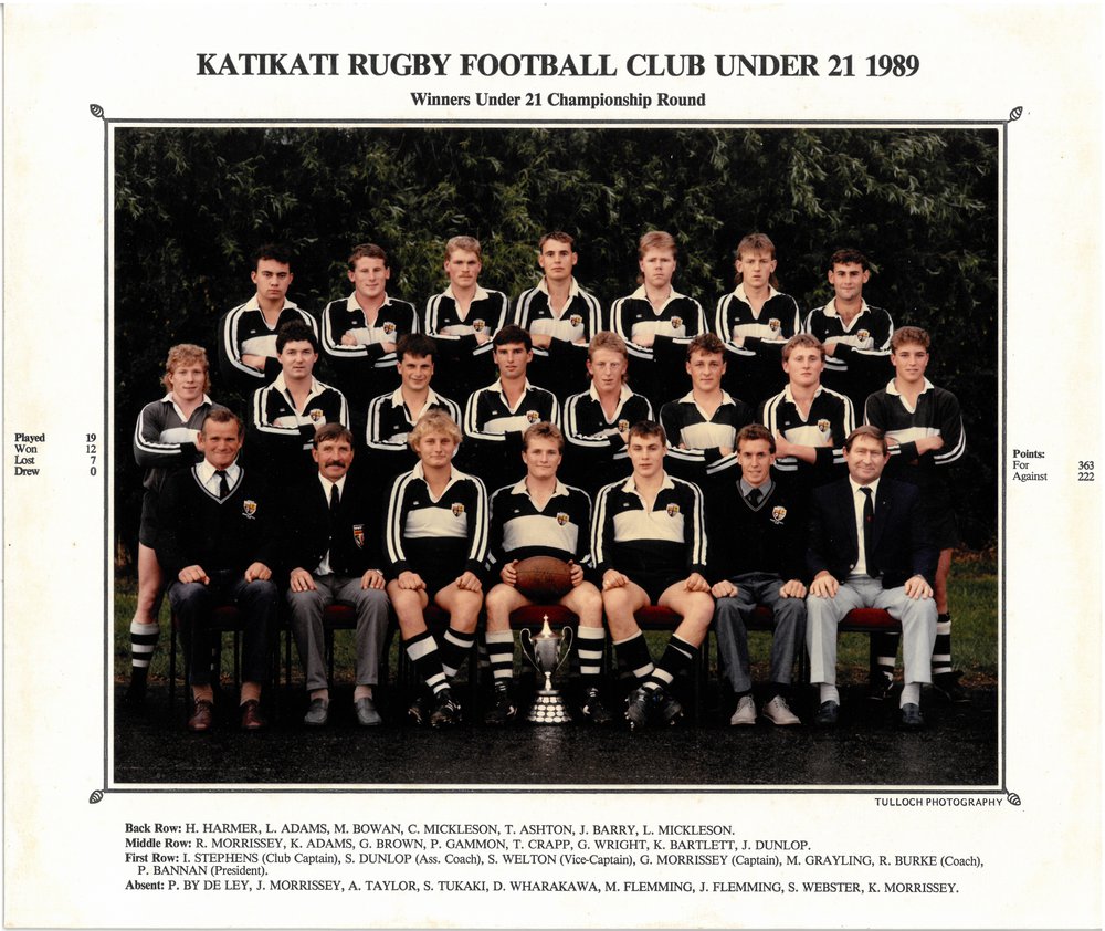 Katikati Rugby Football Club Under 21 1989