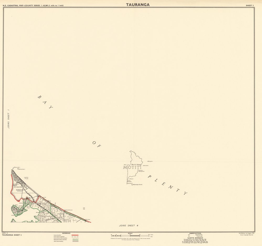 WBoP Tauranga County cadastral index map 1955 Sheet 2 of 4