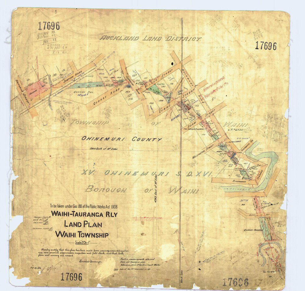 LINZ ECMT Railway 01 Waihi Township Peg 0-1  SO17696 1917