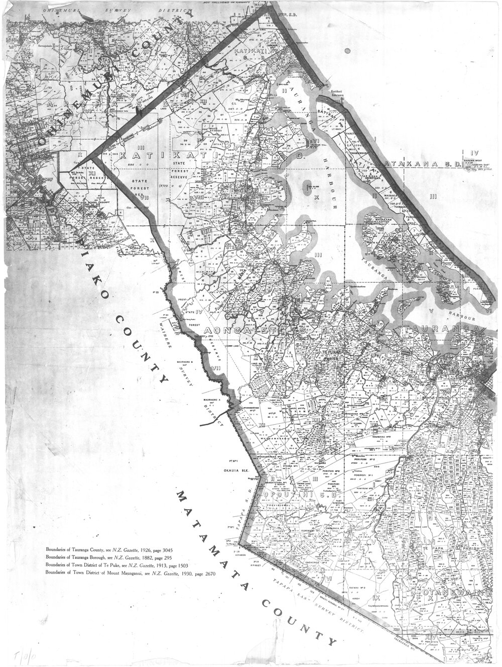 WBoP Tauranga County Cadastral Index Map Sh 1 of 2 1934