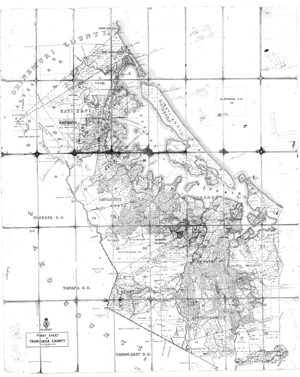 WBoP Tauranga County Cadastral Index Map Sh 1 of 2 1907