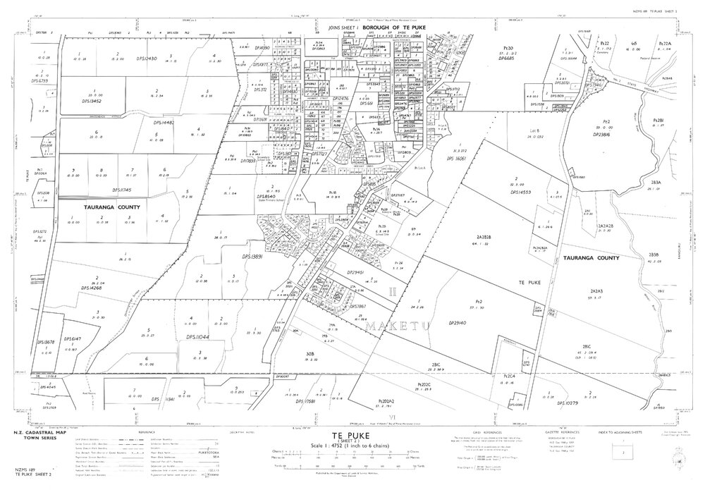 TOWN Te Puke and environs cadastral map NZMS189 Sh 2 of 2 1975
