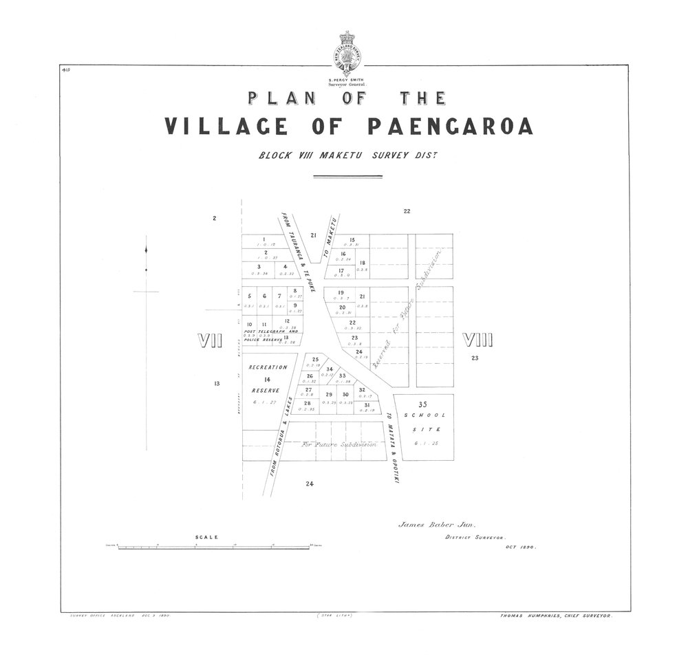 TOWN Paengaroa township plan - drg 419  1890