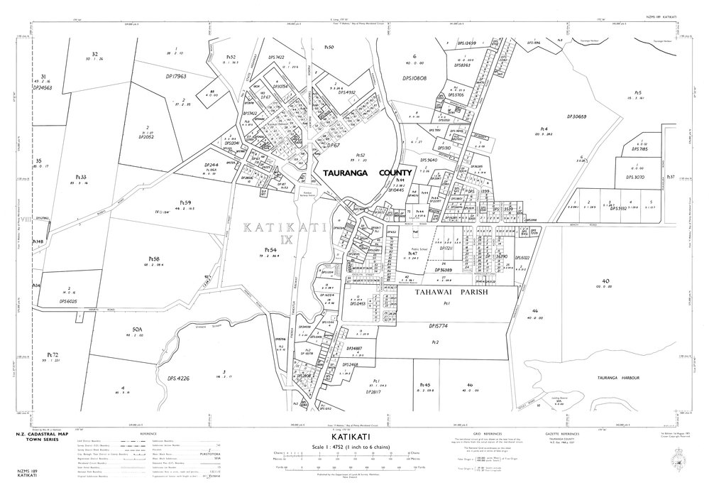 TOWN Katikati and environs cadastral map NZMS189 Sh 1 of 1 1971