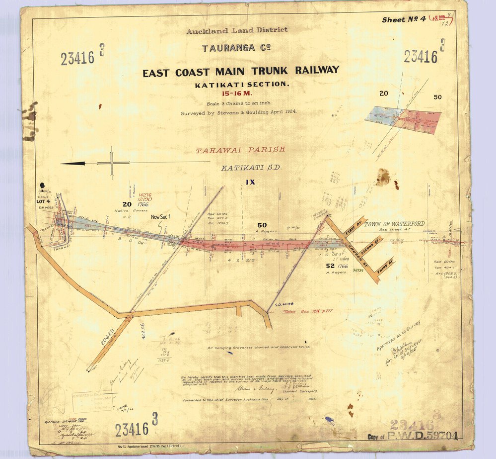LINZ ECMT Railway 17 Katikati section Peg 15-16 SO23416-3 1924