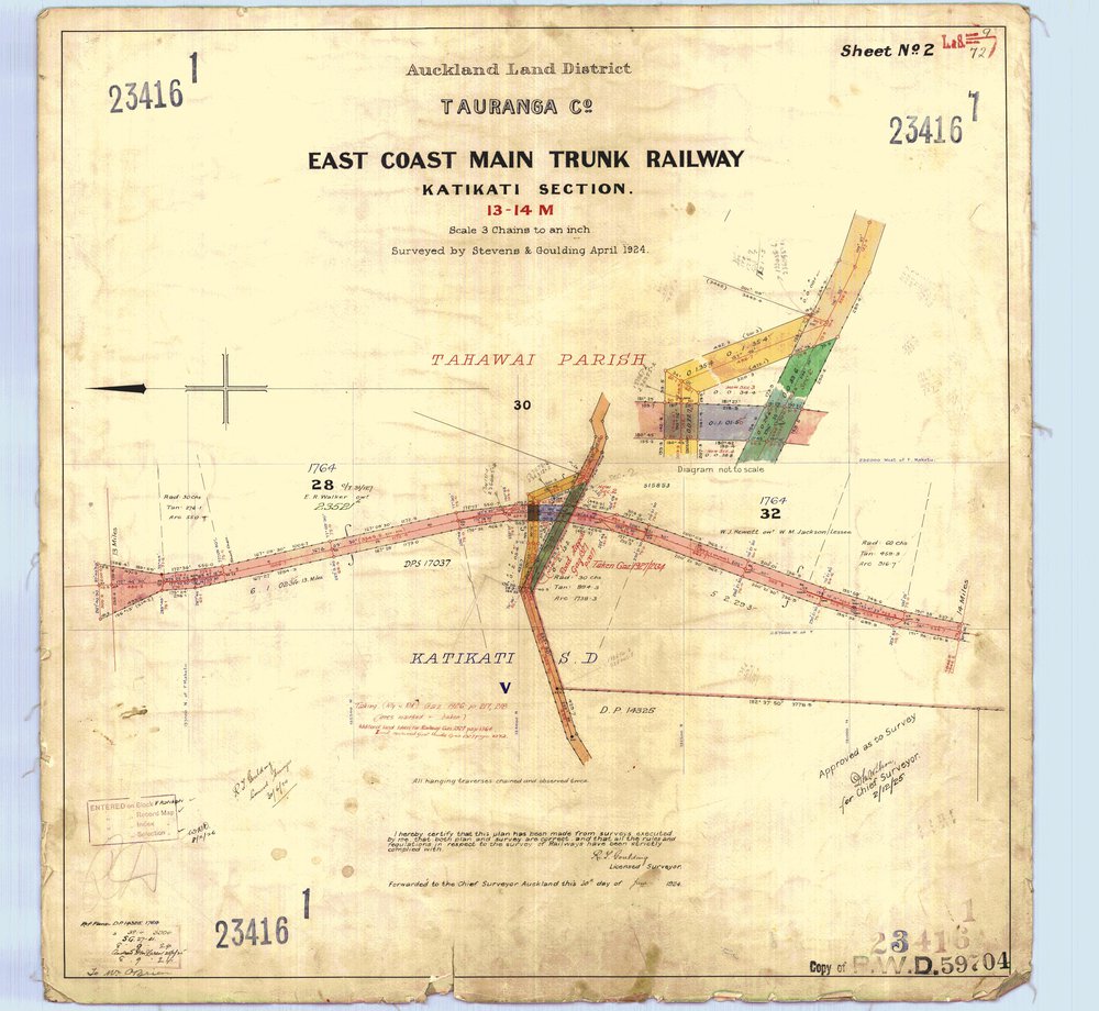 LINZ ECMT Railway 15 Katikati section Peg 13-14 SO23416-1 1924